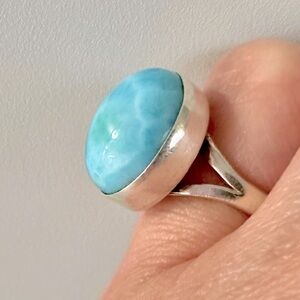 Size 6 Larimar 925 Sterling Silver Ring